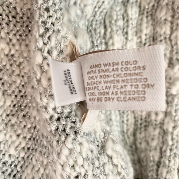 Chico’s Laurel Lurex Metallic Woven Open Front Cardigan Holiday 1/Medium 8 - Picture 9 of 9